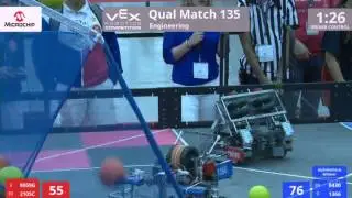 VEX Worlds 2016 - VRC High School - Engineering - Qual 135 (8659G 2105C) 222 vs 263 (8430 1366)