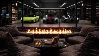 Relaxing Fire Place 🔥 Luxury Car Garage Ambiance