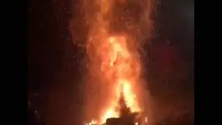 Brick of firecrackers in fire