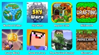 World of Cubes,Lucky Block,Sky Wars,Raptor Craft,Miniworld,Noob vs Pro 2,Minecraft