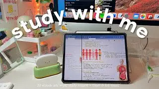 🧃20 min study with me | productive study day, timer, ipad notes, study with we session, bio student