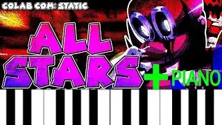 FNF ALL star + letra em português + piano