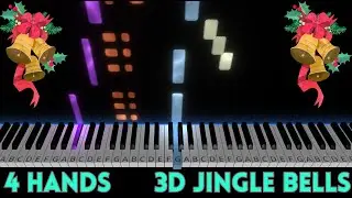 4 Hands Jingle Bells | Easy 3D Piano Tutorial !!! (See Description)