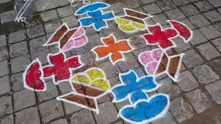 14-2 வரிசை பூ கோலம்  / 14-2  flower kolam