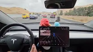 2022 Long Range Tesla Model Y FSD Full Self Driving Beta 11.4.7.2 Long Boring Drive and Fails