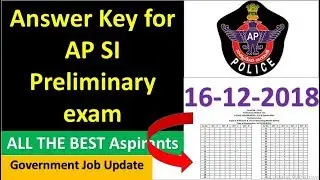 Answer Key for AP (SI) Police Conducted preliminary exam on 16-12-2018. ALL THE BEST Guys