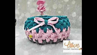 كروشيه طريقة عمل باسكت دائري بغرزة الحشو العميقة من خيط الكليم crochet