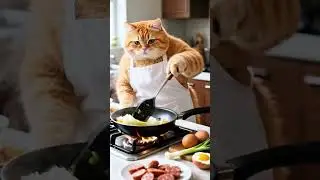 AI Cat Chef Cooking Fried Rice in the Kitchen #cat #aicat #funnycats #catlovers