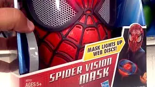 SPIDER MAN SPIDER VISION MASK with Light Up Web Disks TOY REVIEW