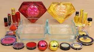 Red vs Gold  - Mixing Makeup Eyeshadow Into Slime ASMR - Satisfying Slime Video