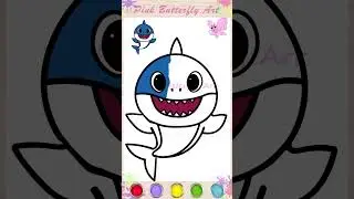 Daddy Shark Family Drawing and Coloring for Kids Toddlers Preschoolers #pinkbutterflyart #babyshark