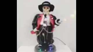 GEMMY PROTOTYPE SWINGIN SKELLY ZOOT SUIT SKELETON STOCK VIDEO SKULL SPINNING 