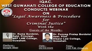 Webinar on Legal Awareness & Procedure for Criminal Justice #webinar #students #awareness #yt