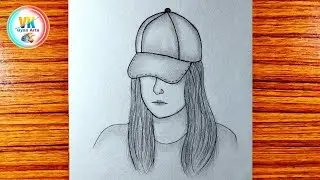 How To Draw A Girl  With Cap | Girl Drawing Sketch For Beginners