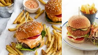 Kfc Style Chicken Cheese Bugers Recipe | Chips And Burgers Recipe ||