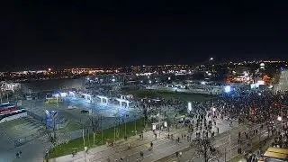 Timelapse shows Serbian students protesting graft arriving at Novi Sad train station