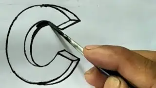 How to draw Alphabet C in 3d | How to draw  capital letter C in shadow|| Rua sign writing