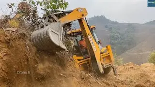 Hilly Road Turning Bend with JCB Backhoe
