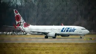 UTair Ukraine Boeing 737-83N UR-UTQ --- Abflug am Salzburg Airport (Full HD)
