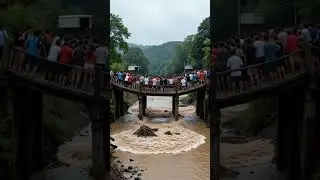 River Bridge Collapse During Rain &ndash; AI-Generated Disaster #shorts #nature #ai #disaster #river#viral