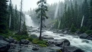 🔴 Calming Powerful Mountain Waterfall and River. Relaxing Nature Sounds, 12 Hours White Noise