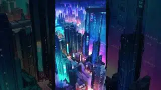 Driving thru a Neon Lite Cyber City  #cyberpunk #edm #club #driving