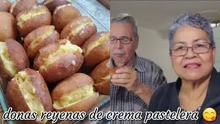 Masa de donas rellena de crema pastelera o 