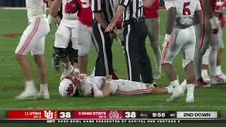 Cam Rising leaves Rose Bowl game with injury