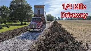 Installing a New 1/4 Mile Long Driveway With a Mini Excavator and Backhoe
