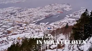 Mount Fl&oslash;yen (Norway) - Fl&oslash;ibanen Funicular Ride to Explore Snowy Trails in Bergen (4K)
