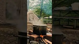 Outdoor Old school cooking is therapy #campfire #camping #cooking #campkitchen #campingfood #asmr