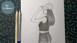 How to Draw A Girl With Cap / Girl Drawing Easy / Ajv ArtMaker