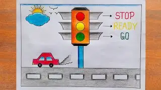 Traffic Light Drawing Easy / How to Draw Traffic Light Easy Step by Step / Road Safety Drawing