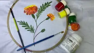 painting design for  pashmina straight salwar || painting tutorial of marigold flower 🌼for bottom