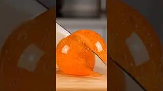 Slicing a Mandarin Orange Made of Jelly Foam | Hyper-Realistic Fruit ASMR #macro #ASMR #surreal