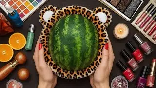 🍉 ASMR Makeup on Watermelon | Tapping & Brushing Sounds (No Talking)