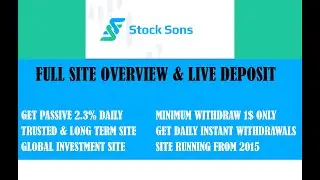 StockSons Site Review| Get 1.5% to 2.3% Daily| Instant Daily Withdrawals| Live Deposit| Urdu/Hindi|