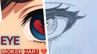 Broken Heart Eye Drawing 💔| Emotional Art |Easy Pencil Sketch vs Digital Art| step by step tutorial 