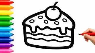 How to Draw a Cake 🎂 Easy Drawing, Coloring & Painting for Kids, Toddlers