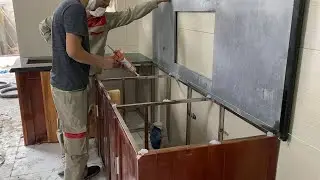 Techniques Machining & Install Granite On Stainless Steel Frame - Complete Cooking Table