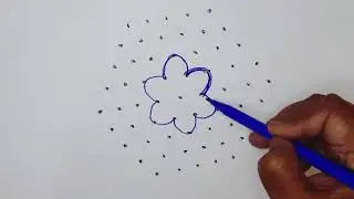 easy kolam design with dots | easy muggulu | daily rangoli | flower rangoli 