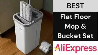 Flat Floor Mop & Bucket Set &ndash; Hands-Free Cleaning with Washable Microfiber Pads for Hardwood Floors