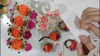 Pack with me/artificial flower jewellery/mehndi jewellery/mayun jewellery/jewellery making at home 