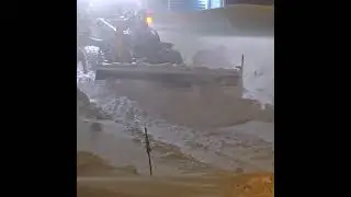 City loader snow plowing at night #shorts #snowstorm #blizzard #loader