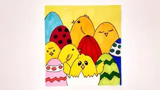 How to draw a SIMPLE EASTER DRAWING/Как нарисовать ПРОСТОЙ ПАСХАЛЬНЫЙ РИСУНОК