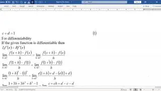 Solved Example of Continuity and Differentiability of the function