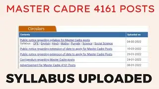 Master Cadre 4161 Posts New Update|Syllabus Uploaded for Various Posts|Exam date Soon|