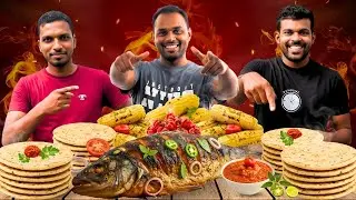 POL ROTTI & BBQ FISH | Spicy Pol Rotti & Fish Cooking in Village | Pol Rotti with Nai Miris #fish