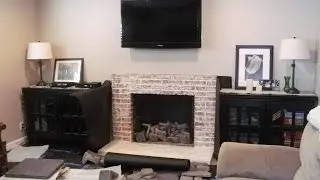 Installing Veneer Stone Over Old White Brick Fireplace