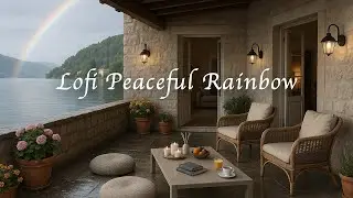 Rainy Rainbow View | Candlelight & Lake Sounds for Instant Calm | Piano Lofi , Chill & Study Vibes